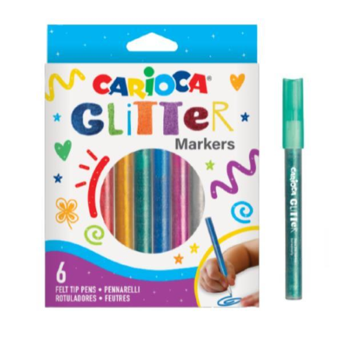 CARIOCA PENNARELLI CON GLITTER COLORI ASSORTITI CONF 6 Pz.